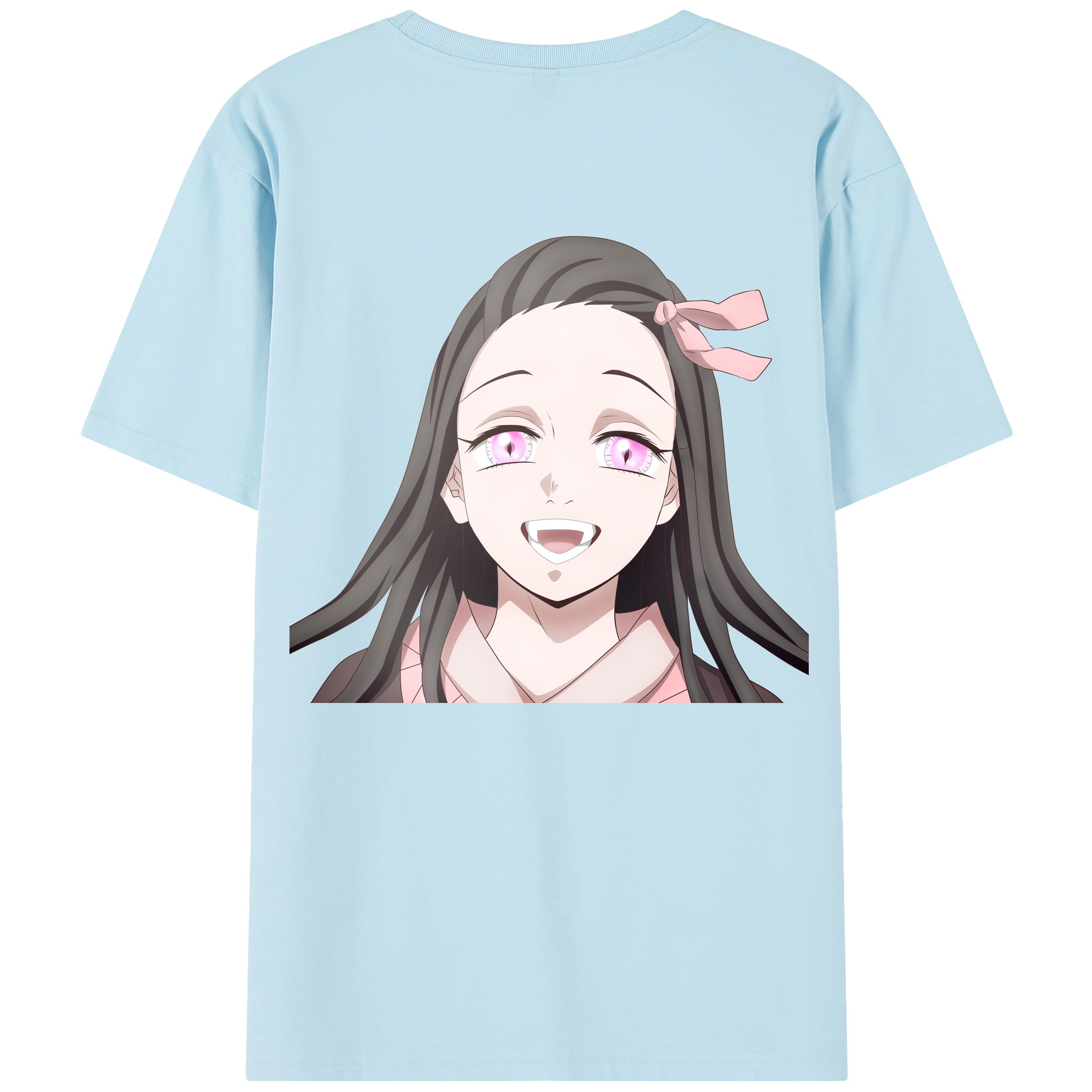 （画像用） 鬼滅の刃（きめつのやいば）竈門 禰󠄀豆子／かまど ねずこ Kamado Nezuko 綿100％半袖Tシャツ（背面プリント）